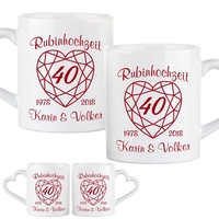 Tassen-Set zur Rubinhochzeit