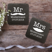 Untersetzer aus Schiefer - Mr und Mrs