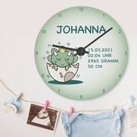 Wanduhr zur Geburt mit Personalisierung