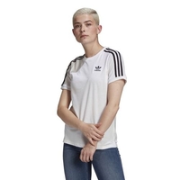 Adidas 3 Stripes T-Shirt Shirts für Damen Weiß