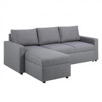 Actona Bettcouch Sacramento Chaise mit Stauraum hellgrau Kunststoffbeine schwarz