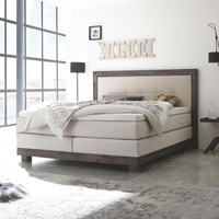 Hasena Boxspringbett Pronto Chicago 140x200 Kunstleder pronto brown 325 Base Akazie Vintage grey 64