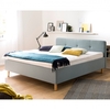Meise Möbel Polsterbett Amelie Eisblau 180x200 Holzfuß eichefarbig