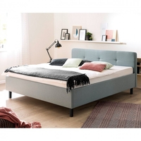 Meise Möbel Polsterbett Amelie Eisblau 180x200 Holzfuß graphit