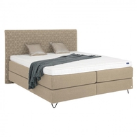 Villeroy & Boch Boxspringbett Mosaique Laila Carré Beige Kopfteil Curve Slim 160x200 Taschenfederkern TFK 2000 H2/H2