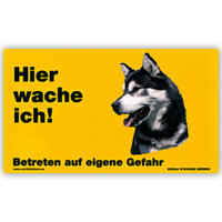 Warnschild "Hier wache ich!" Größe 17 x 10 cm,  gelb