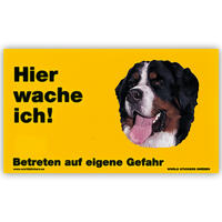 Warnschild "Hier wache ich!" Größe 17 x 10 cm,  gelb