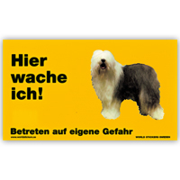 Warnschild "Hier wache ich!" Größe 17 x 10 cm,  gelb