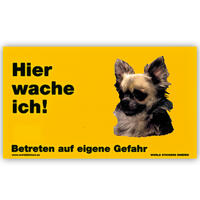 Warnschild "Hier wache ich!" Größe 17 x 10 cm,  gelb