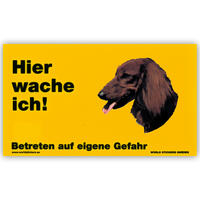 Warnschild "Hier wache ich!" Größe 17 x 10 cm,  gelb