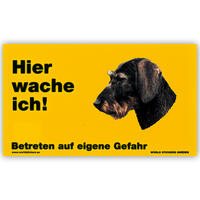 Warnschild "Hier wache ich!" Größe 17 x 10 cm,  gelb