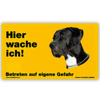 Warnschild "Hier wache ich!" Größe 17 x 10 cm,  gelb