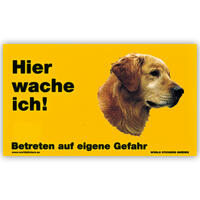 Warnschild "Hier wache ich!" Größe 17 x 10 cm,  gelb