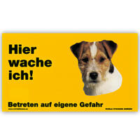 Warnschild "Hier wache ich!" Größe 17 x 10 cm,  gelb