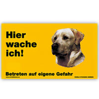 Warnschild "Hier wache ich!" Größe 17 x 10 cm,  gelb