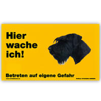 Warnschild "Hier wache ich!" Größe 17 x 10 cm,  gelb