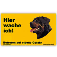 Warnschild "Hier wache ich!" Größe 17 x 10 cm,  gelb