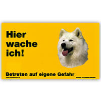 Warnschild "Hier wache ich!" Größe 17 x 10 cm,  gelb