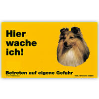 Warnschild "Hier wache ich!" Größe 17 x 10 cm,  gelb