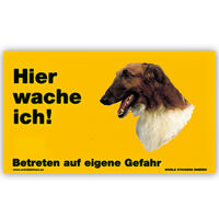 Warnschild "Hier wache ich!" Größe 17 x 10 cm,  gelb