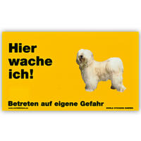 Warnschild "Hier wache ich!" Größe 17 x 10 cm,  gelb