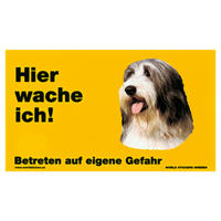 Warnschild "Hier wache ich!" Größe 17 x 10 cm,  gelb