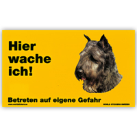 Warnschild "Hier wache ich!" Größe 17 x 10 cm,  gelb