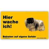 Warnschild "Hier wache ich!" Größe 17 x 10 cm,  gelb