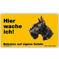 Warnschild "Hier wache ich!" Größe 17 x 10 cm,  gelb