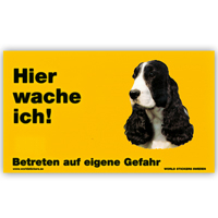 Warnschild "Hier wache ich!" Größe 17 x 10 cm,  gelb