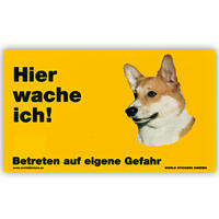 Warnschild "Hier wache ich!" Größe 17 x 10 cm,  gelb