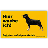 Warnschild "Hier wache ich!" Größe 17 x 10 cm,  gelb