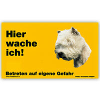 Warnschild "Hier wache ich!" Größe 17 x 10 cm,  gelb