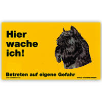 Warnschild "Hier wache ich!" Größe 17 x 10 cm,  gelb