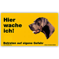 Warnschild "Hier wache ich!" Größe 17 x 10 cm,  gelb