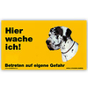 Warnschild "Hier wache ich!" Größe 17 x 10 cm,  gelb