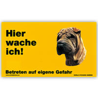 Warnschild "Hier wache ich!" Größe 17 x 10 cm,  gelb