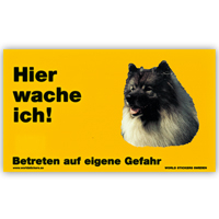 Warnschild "Hier wache ich!" Größe 17 x 10 cm,  gelb