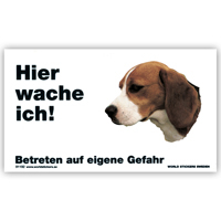 Warnschild "Hier wache ich!" Größe 17x10 cm,  weiß