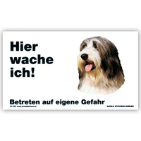 Warnschild "Hier wache ich!" Größe 17x10 cm,  weiß