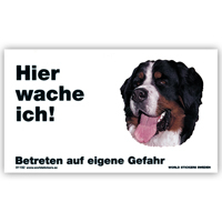 Warnschild "Hier wache ich!" Größe 17x10 cm,  weiß