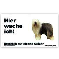 Warnschild "Hier wache ich!" Größe 17x10 cm,  weiß