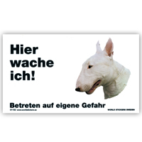 Warnschild "Hier wache ich!" Größe 17x10 cm,  weiß