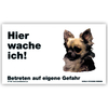 Warnschild "Hier wache ich!" Größe 17x10 cm,  weiß