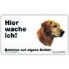 Warnschild "Hier wache ich!" Größe 17x10 cm,  weiß