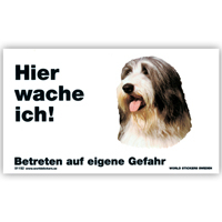 Warnschild "Hier wache ich!" Größe 17x10 cm,  weiß