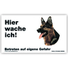 Warnschild "Hier wache ich!" Größe 17x10 cm,  weiß