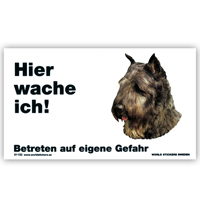 Warnschild "Hier wache ich!" Größe 17x10 cm,  weiß