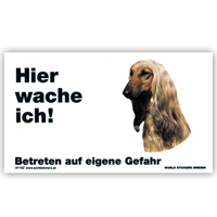 Warnschild "Hier wache ich!" Größe 17x10 cm,  weiß