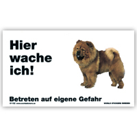 Warnschild "Hier wache ich!" Größe 17x10 cm,  weiß